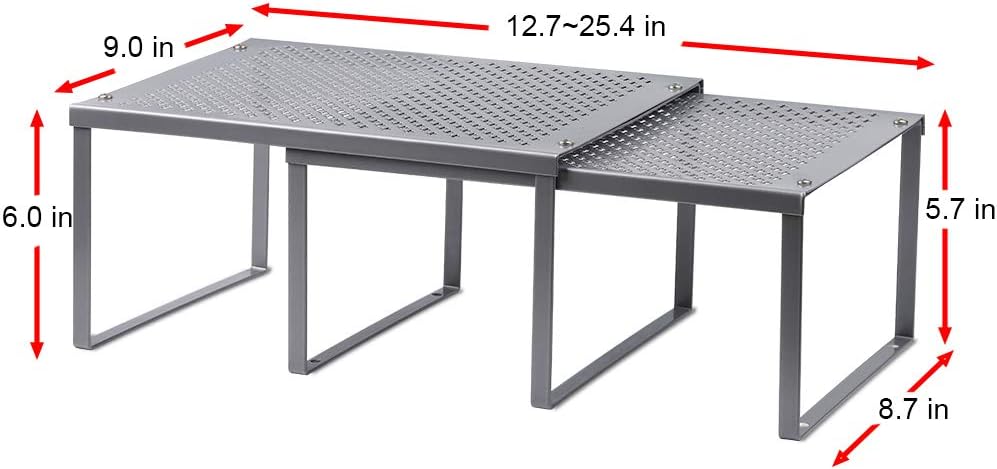 Kitchen Shelf Metal  Organizer for Counter Cupboard Pantry, Set of 2 , Stackable