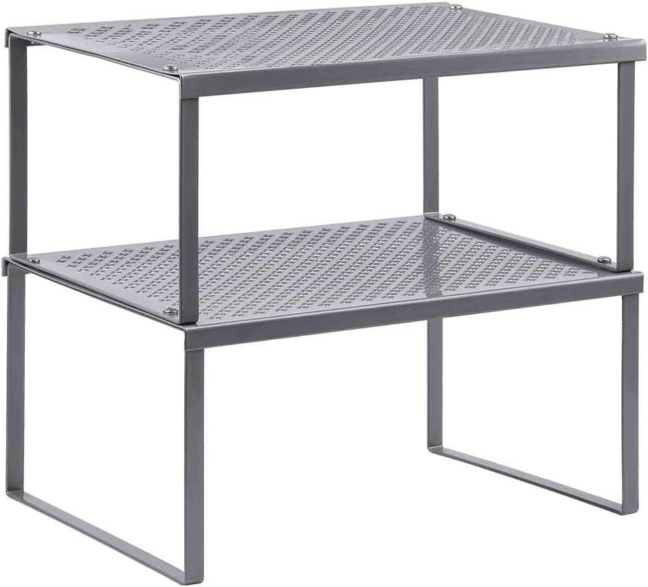 Kitchen Shelf Metal  Organizer for Counter Cupboard Pantry, Set of 2 , Stackable