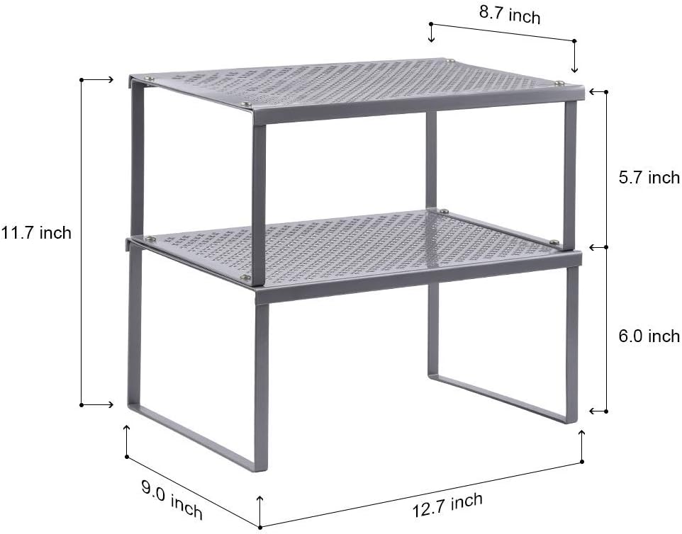 Kitchen Shelf Metal  Organizer for Counter Cupboard Pantry, Set of 2 , Stackable