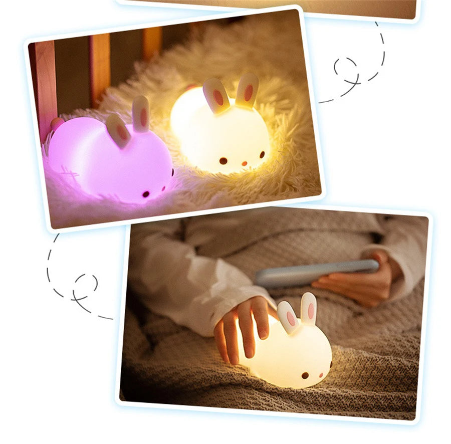 USB Rechargeable Touch Sensor RGB LED Rabbit Night Light