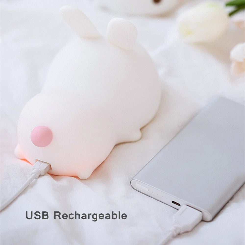 USB Rechargeable Touch Sensor RGB LED Rabbit Night Light